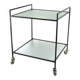 Minimal steel and wired glass sixties tea trolley