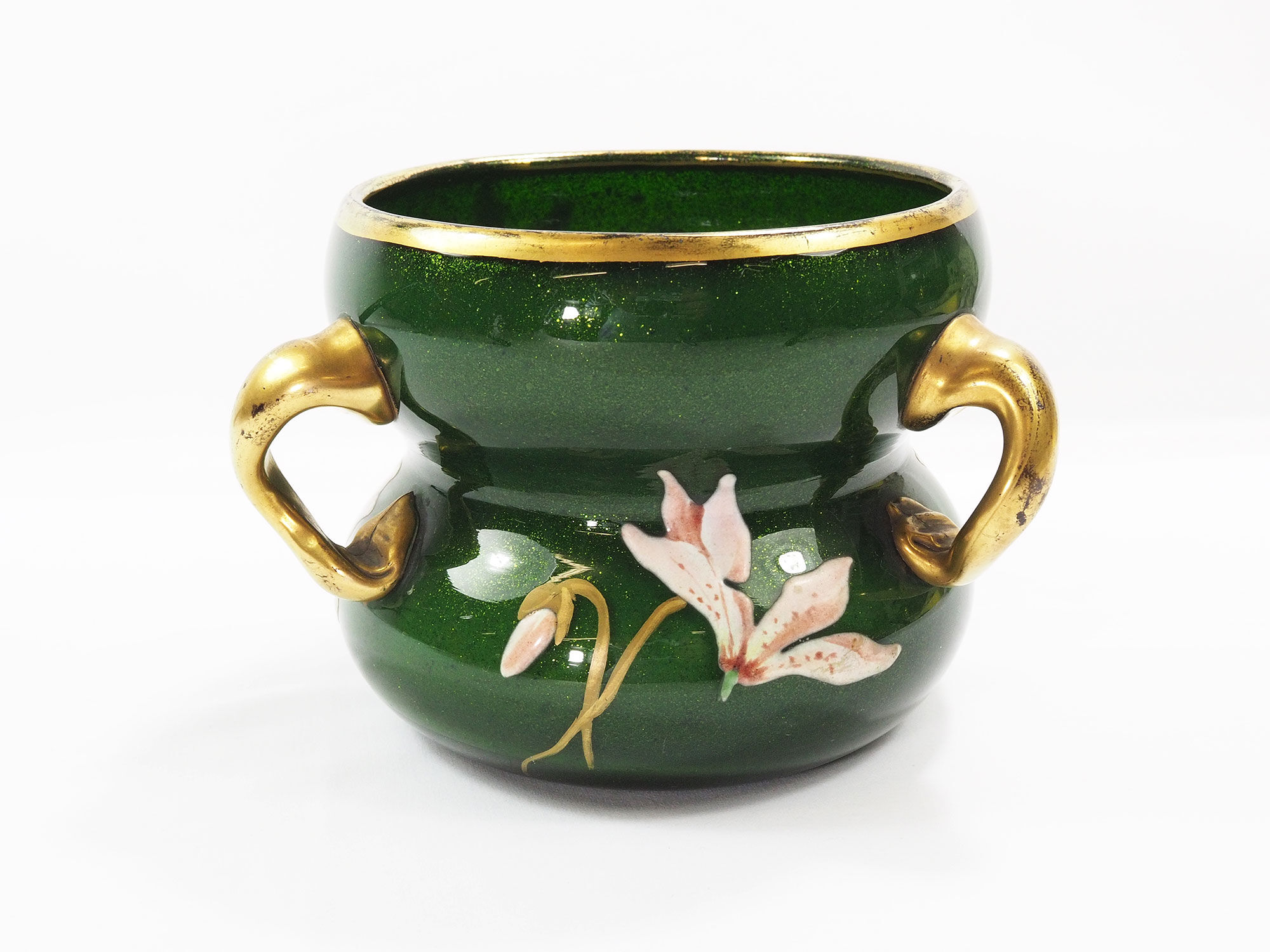 Art Nouveau Vase in Enamelled Aventurine Glass -Around 1900