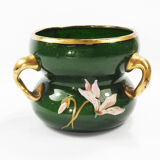 Vase art nouveau en verre aventurine émaillé vers 1900