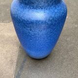 Large blue vase on a German workshop stand from the mid-20th century by Bückeburg Keramik, 1960s.