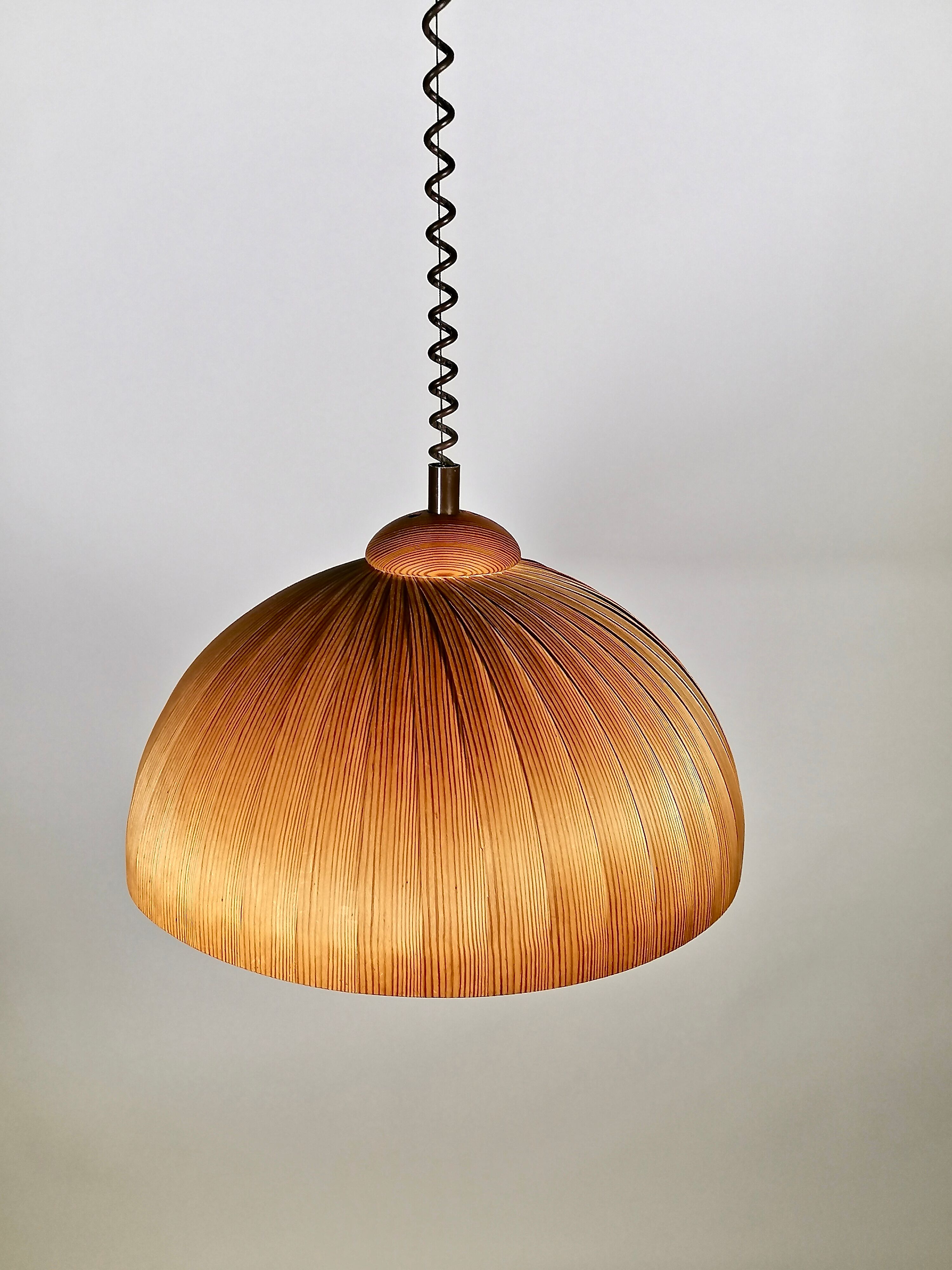 Teak slat hanging lamp 1960