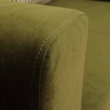 Olive velvet two-seater sofa