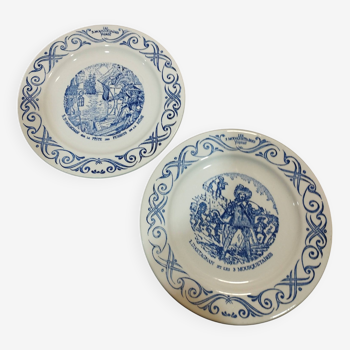 set of two talking plates advertising the musketeers Yoplait