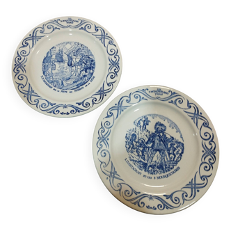 set of two talking plates advertising the musketeers Yoplait