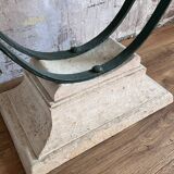 Console in glass and antique patinated metal