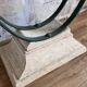 Glass and metal console with antique patina