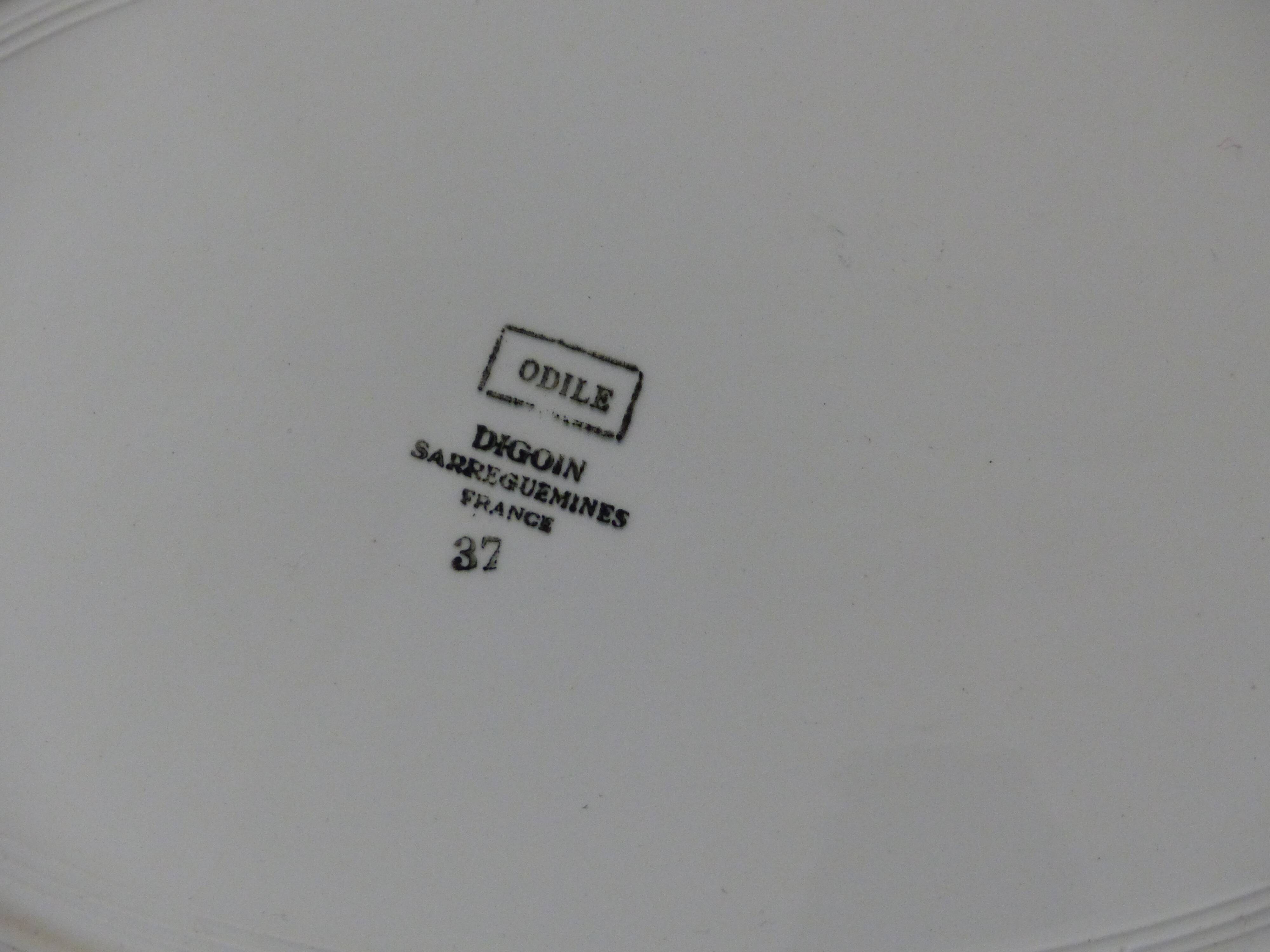 Old faience dish, digoin, sarreguemines, rose decoration.