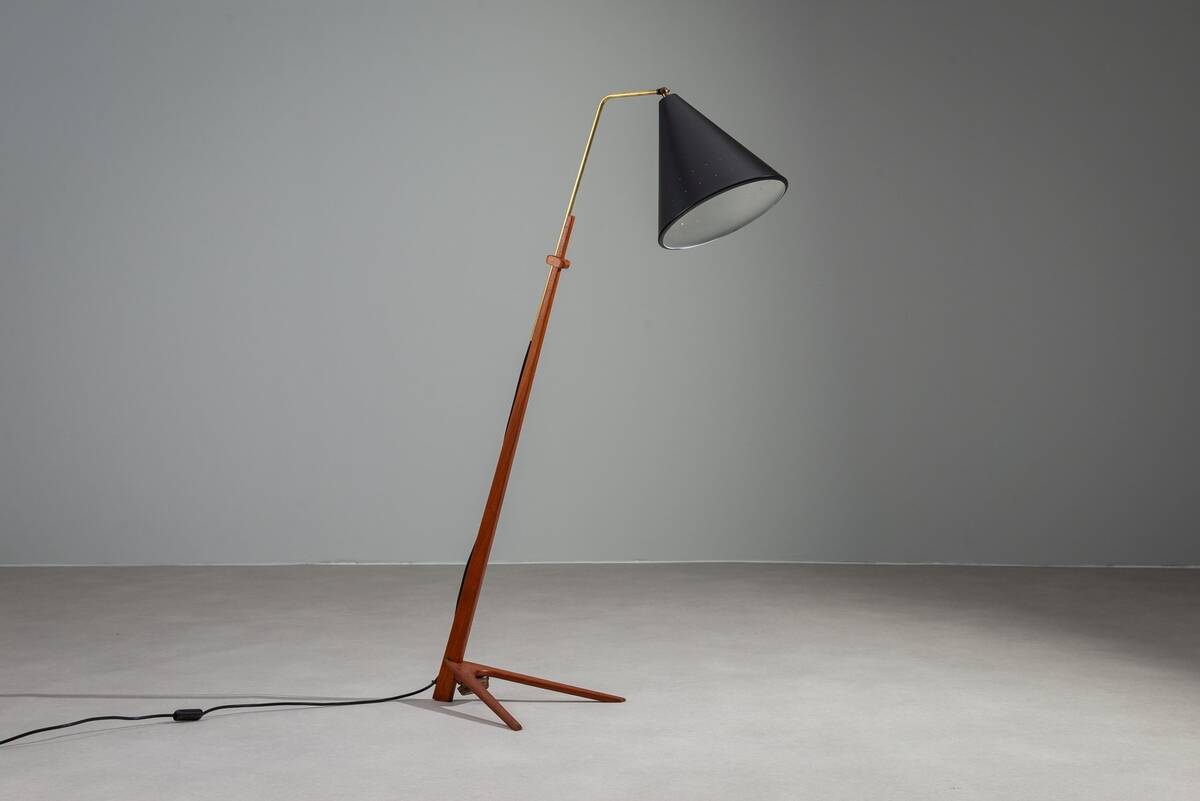 Lampe sur pied Nigel Walters en noir et teck, Hagoort, Pays-Bas, 1958