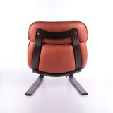 Vintage Brazilian Armchair with Cognac color leather seat cushion, 70s