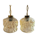 Pair of vintage amber glass pendant lamps