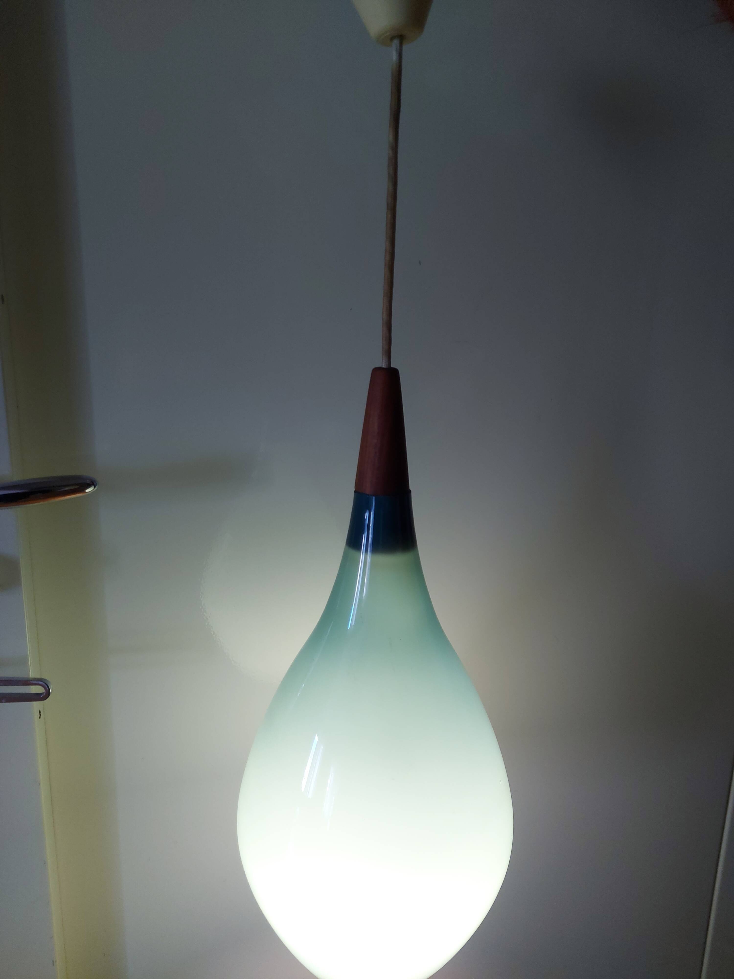 Scandinavian glass pendant light Holmegaard 50, 60's