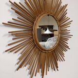 XL rattan sun mirror from the 50s/60s