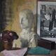 Roger Cortet (1910-1978) Still Life with White Sculpture Oil on Canvas Signed