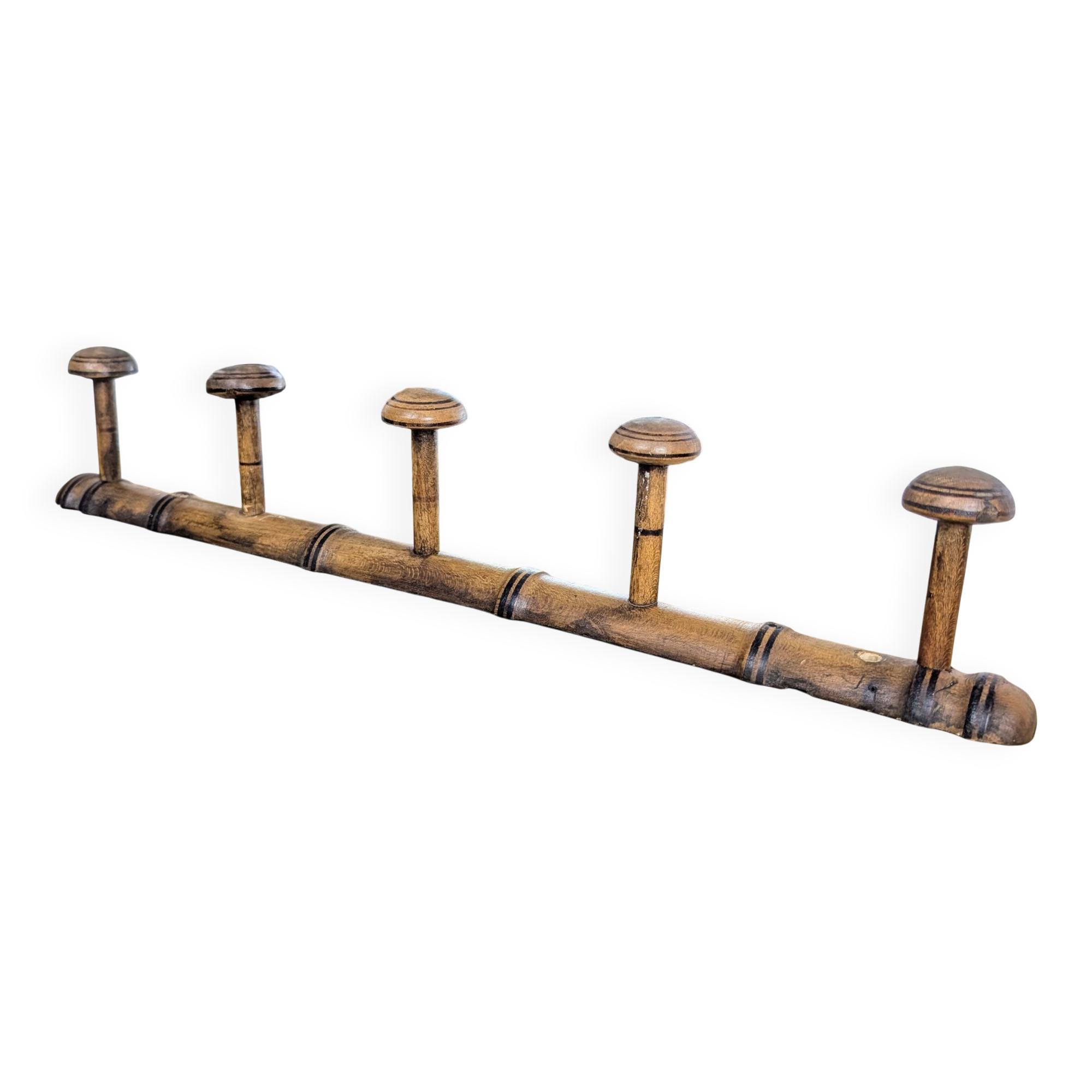 Turned wooden coat rack