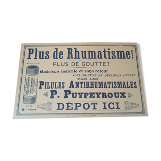 Affiche publicitaire antirhumatismales - guérison radicale et sans retour