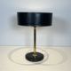 Black Quilted Leather Table Lamp and Golden Brass. French Craftsmanship.