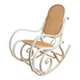 Rocking Chair THONET époque fin XIXe en bois courbé cérusé grège