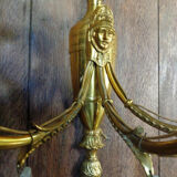 Ancient wall lamp in gilded brass with stamps