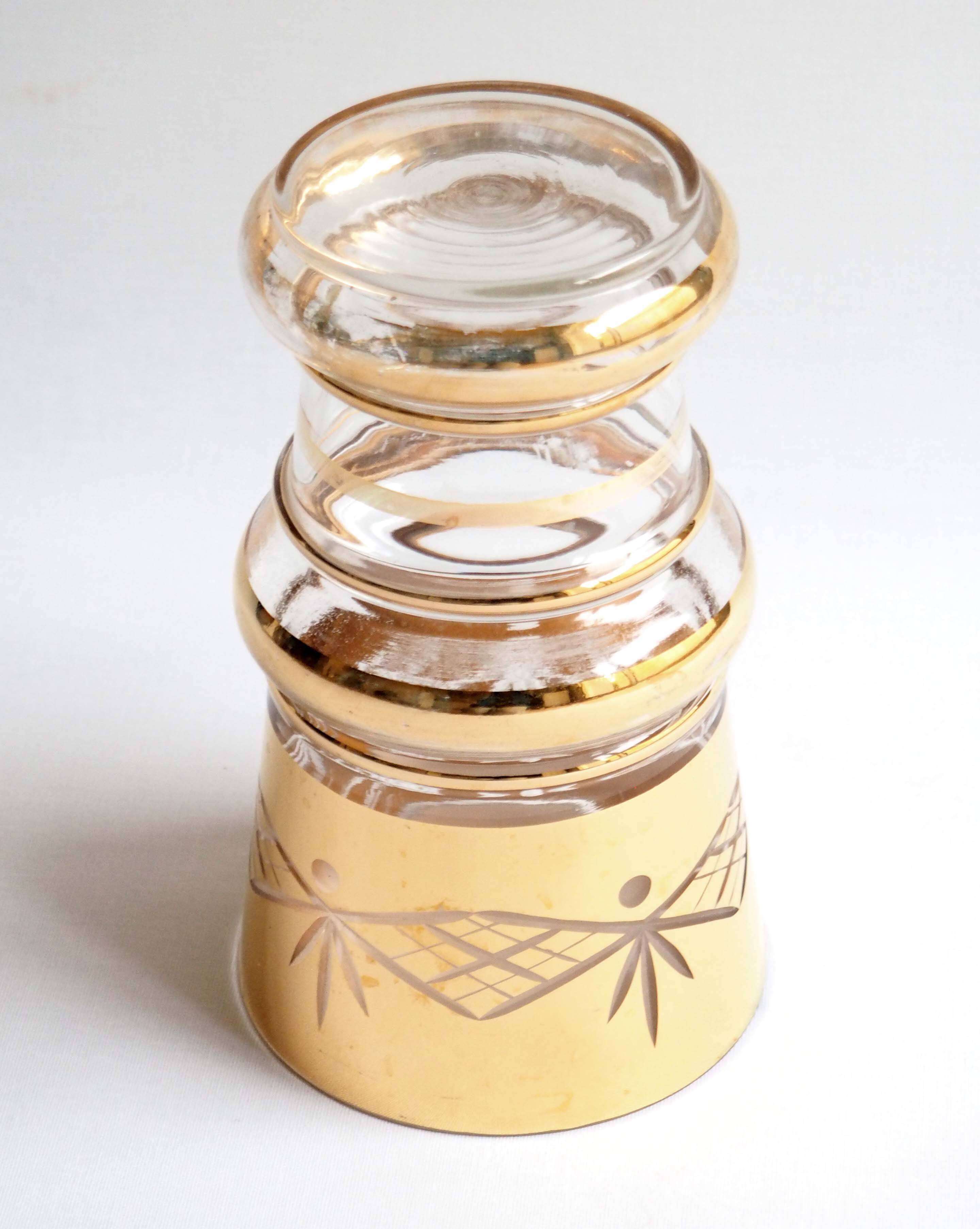 Glass and gold vase 1940s