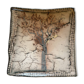 Square plate in glazed stoneware "Tree" – Bernard DAL MAGRO