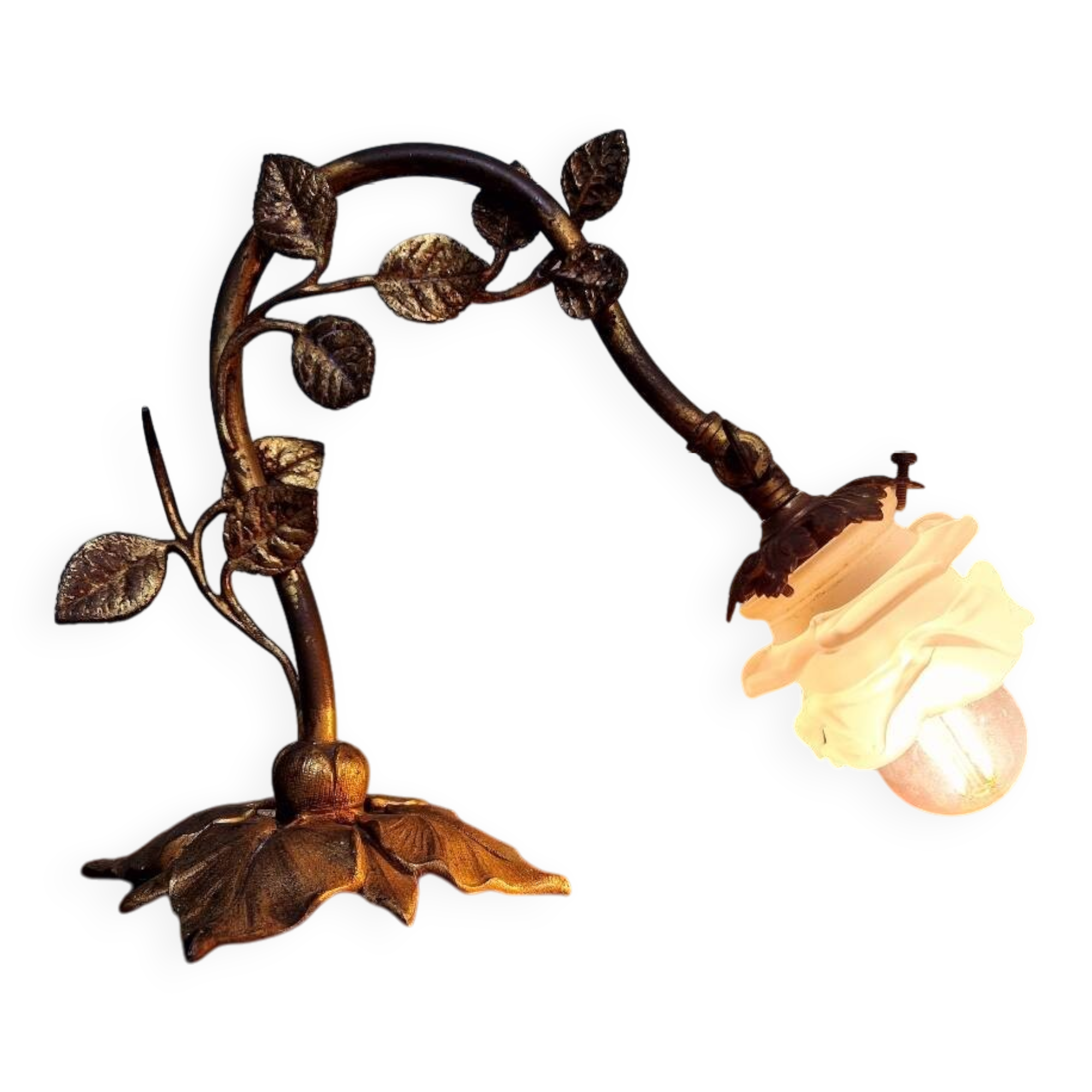 Gilt bronze table lamp, floral decoration, 1910s-20s