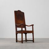 18th Century Liège Armchair in hand carved Oak, Belgium