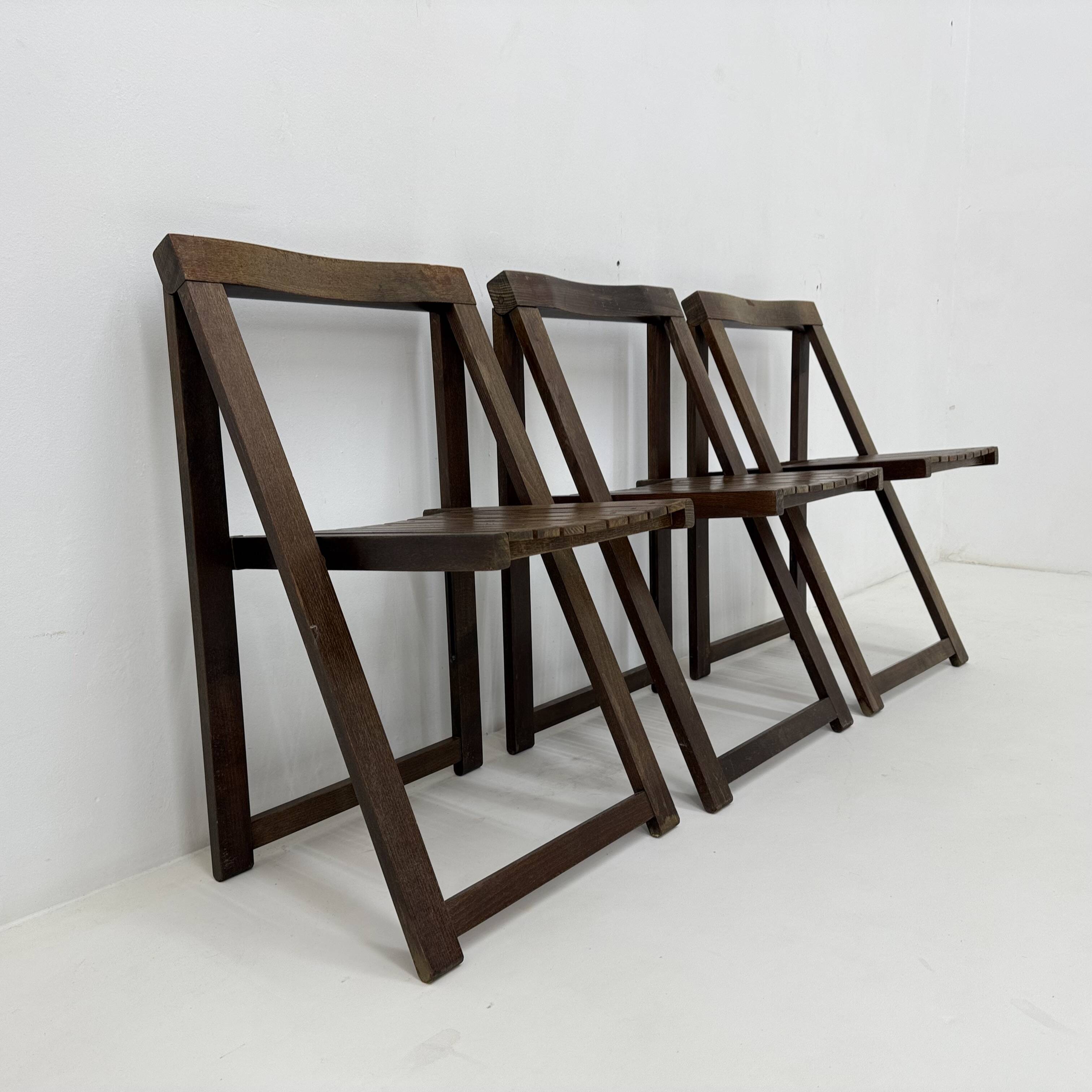 Set of 3  wooden folding chairs, 1960’s