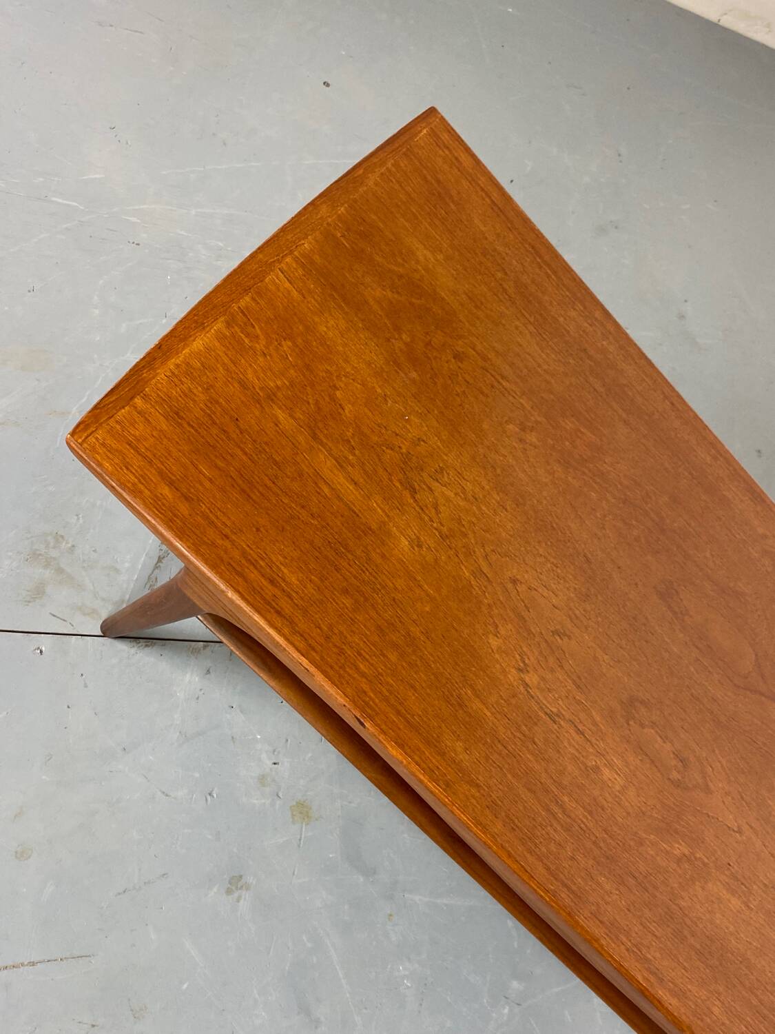 Mid-Century Danish Teak and Rattan Scandinavian Coffee Table, 1950s