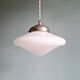 Art Deco pendant light in white opaline glass, conical, 1920s-30s