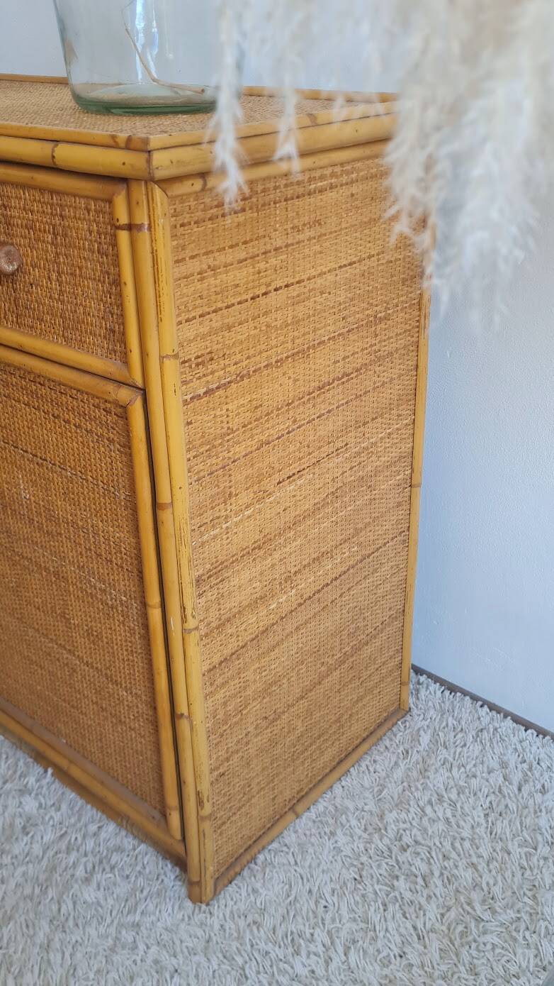 Vintage rattan chest of drawers