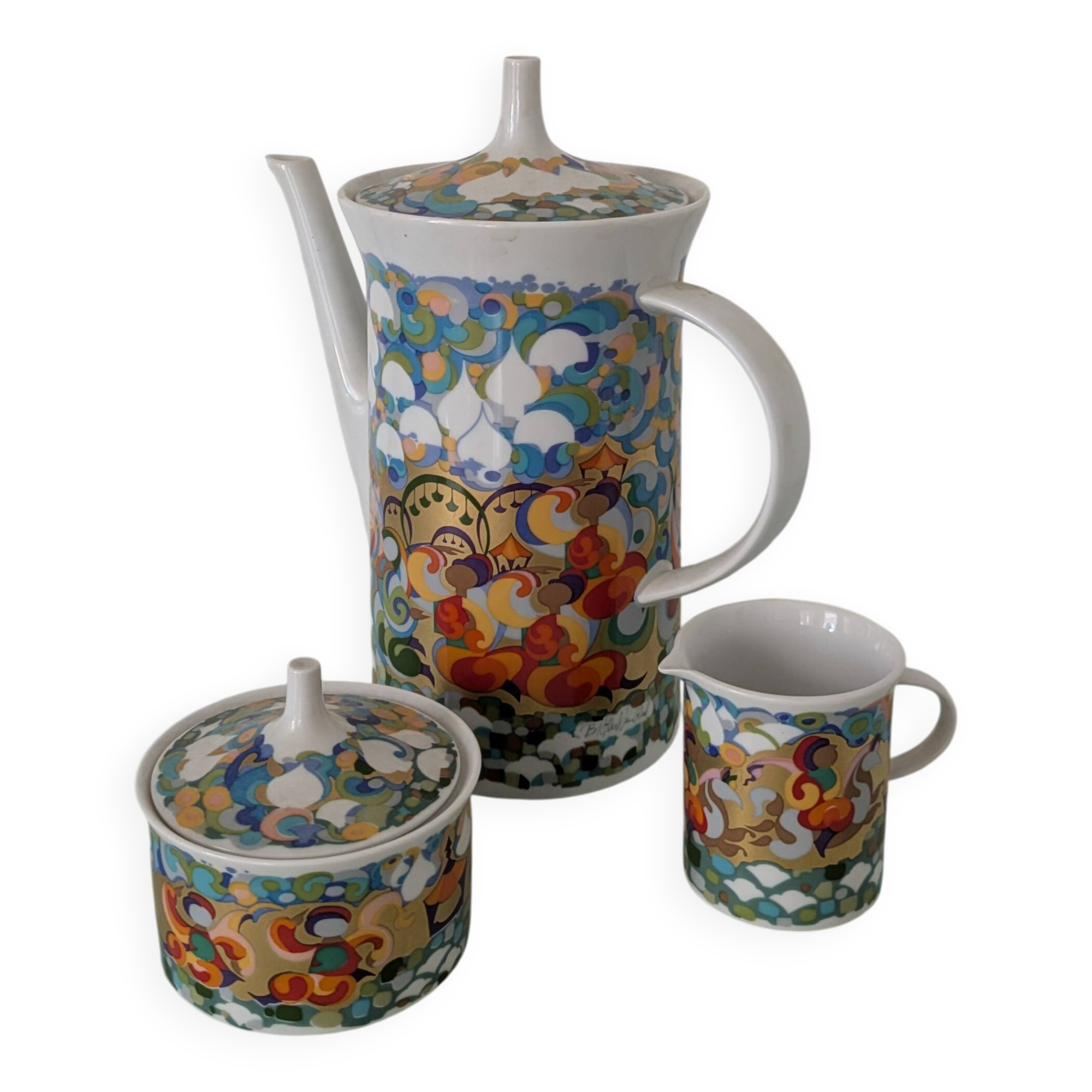 Coffee pot or teapot, sugar bowl and milk jug Petruschka Rosenthal