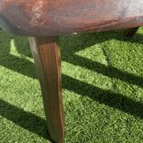 Pair of brutalist T-shaped chairs, solid Aranjou elm, design Olavi Hanninen, 1970