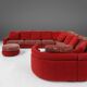 Modular Sofa in Red and Patterned Upholstery by Roche Bobois, France 1980s