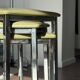 Set of 3 Vintage Stools - Chrome and Olive Green Seat