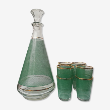 carafe digestif vintage et ses 8 verres assortis