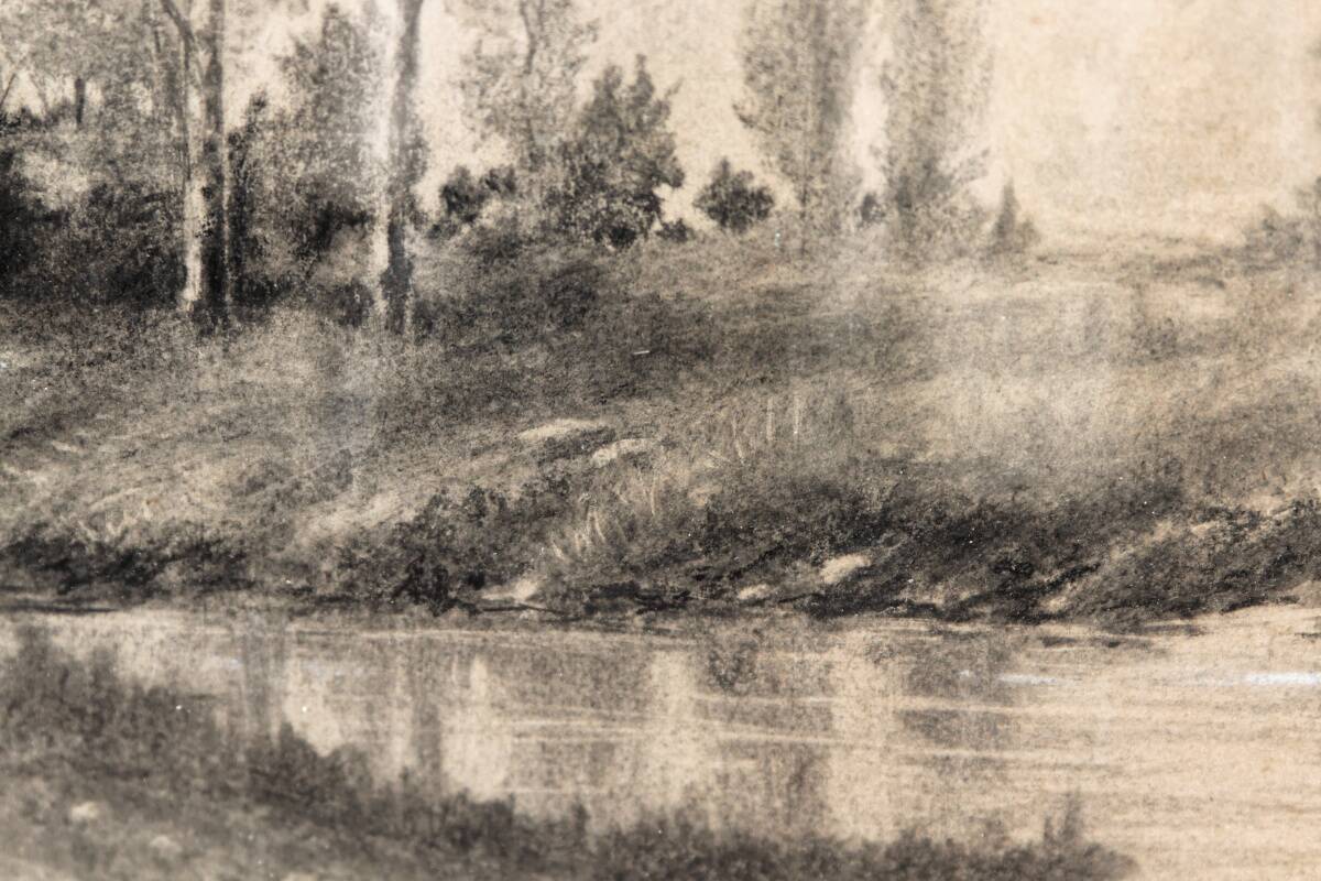 19th century drawing in black chalk