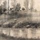 19th century drawing in black chalk
