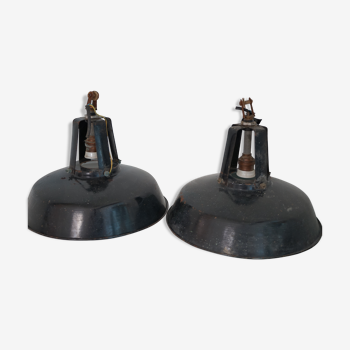 Pair of industrial workshop hanging lamps 50