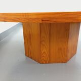 Vintage round pine coffee table from the 70s
