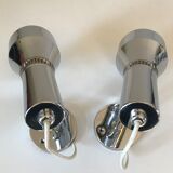 Pair of chrome wall lamps with ball joints design 70 years