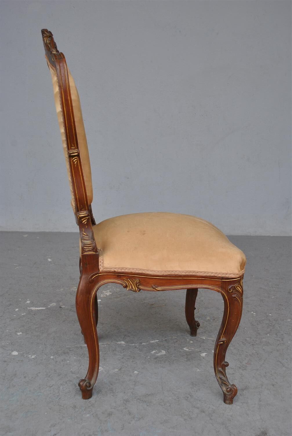 Set of 6 chairs style Louis XV Walnut end XIX