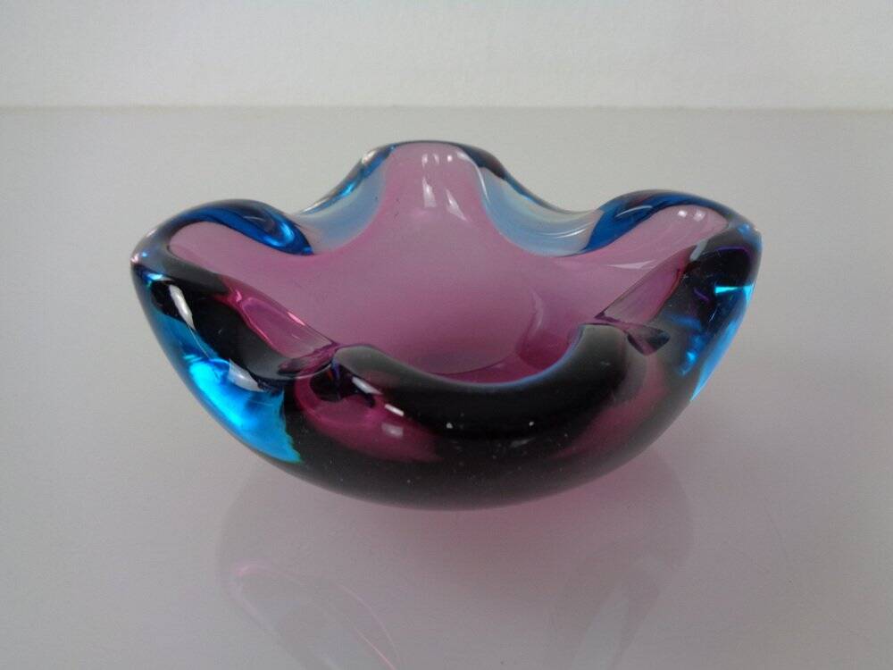 Sommerso Murano Glass Ashtray, Italy, 1960s