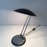 Swivel designer desk lamp in chrome and black lacquered metal