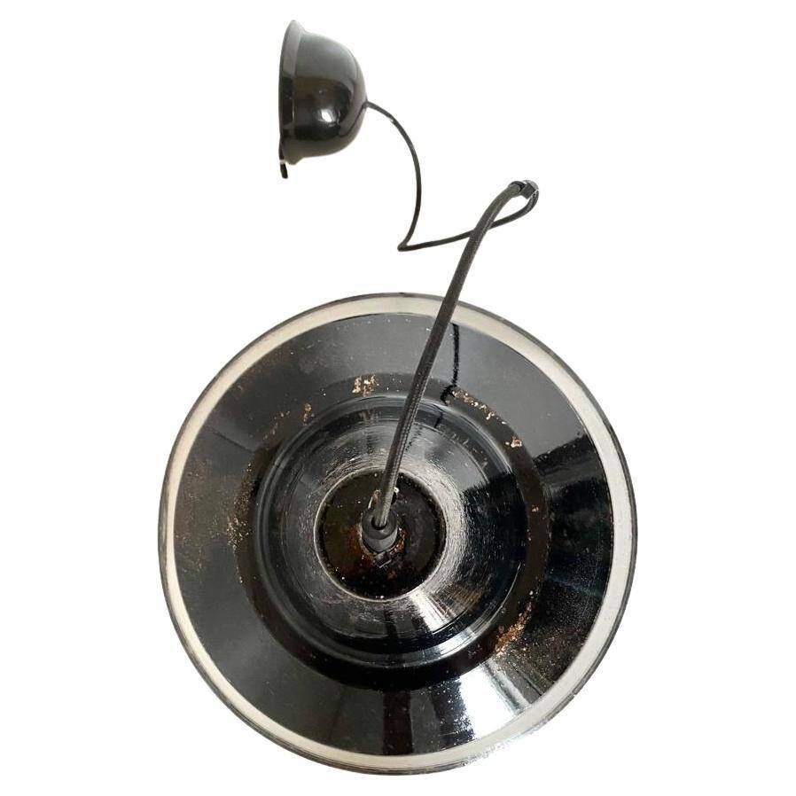 Black industrial lights, Set of two, Italy 1950s