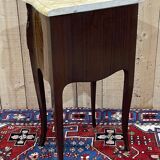 Louis XV style bedside table in rosewood, oak and marble top - made in the 70s