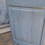 Solid wood chest of drawers painted gray and patinated silver 1940 with 3 drawers