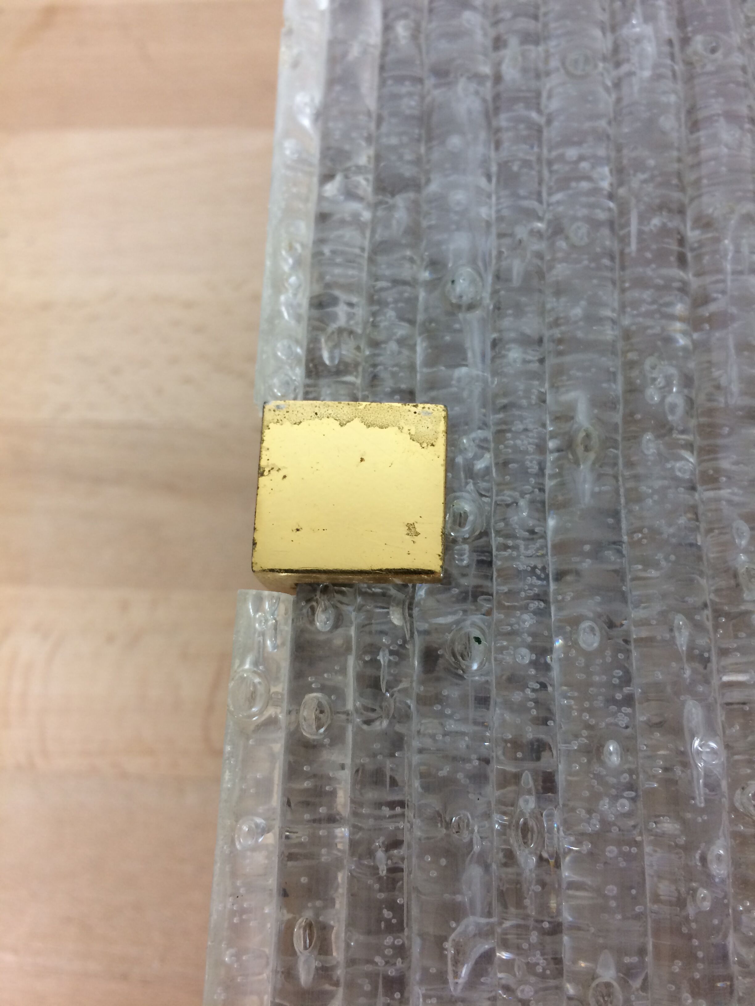 Scandinavian square wall lamp perspex and teak, ceiling lamp