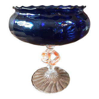 Coupe sur pied verre  soufflé