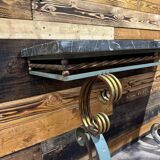 Art Deco marble and wrought iron console