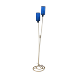 Lampadaire blanc abat-jour bleu années 1960